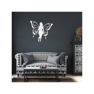 Butterfly Girl Metal Wall Art: Fairy Pixie Decor