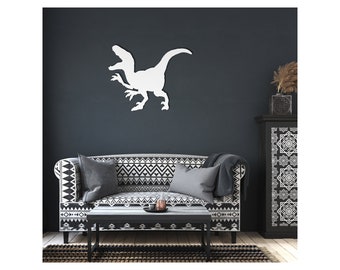 Plaque dinosaure Danger velociraptor Avertissement signe décoration métal aluminium panneau pancarte mural 15x20cm