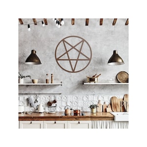 pentagram wall art, metal pentagram, occult wall art