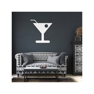 Martini Glass Metal Wall Art: Bar Decor, Man Cave Art