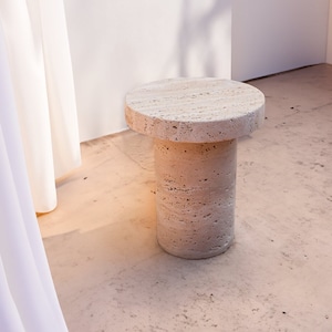 Stone Display Riser, Tabletop Pedestal, Candle Stand, Travertine Platform Prop for Product Display, Home Decor Centerpiece