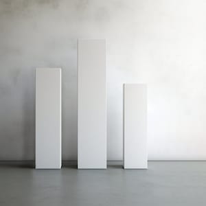 Event Display Pedestals, White Wood Plinth, Store Display, Skinny Pedestals for Art, Plant Stand || For RENT in Philadelphia area