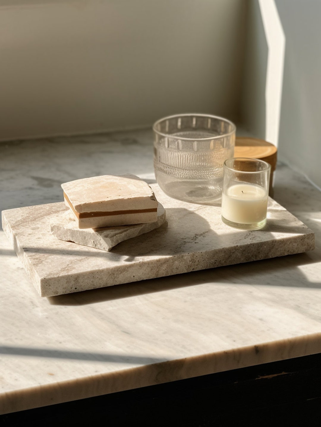 Stone Slab Statue Base Large Stone Travertine Display Centerpiece ...