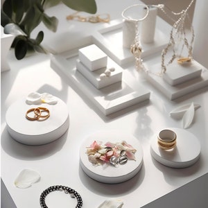 Display Prop Block, Concrete Cylinder Platform, Jewelry Display, Round and Square Cube Base for Product Display image 1