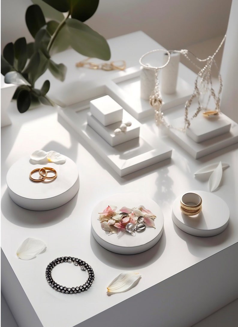 Display Prop Block, Concrete Cylinder Platform, Jewelry Display, Round and Square Cube Base for Product Display image 1