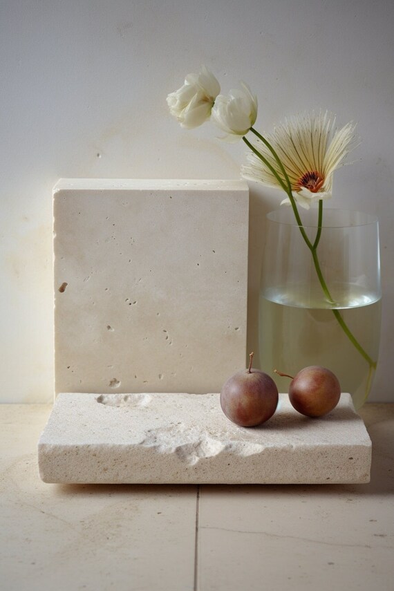White Photography Prop Raw Concrete Block Stone Fragment Rock Plaster Platform Product Photography Set Jewelry Display Broken Concrete Piece