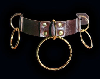 Multiple Ring Leather Collar