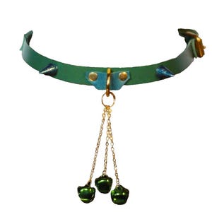 Green Kitty Bells Collar