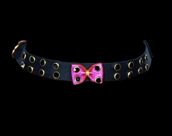 Metallic Magenta Pink Bow Choker