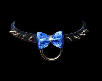 Indi-Bow Blue Spiked Collar