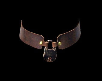 Brown Leather Locking Collar