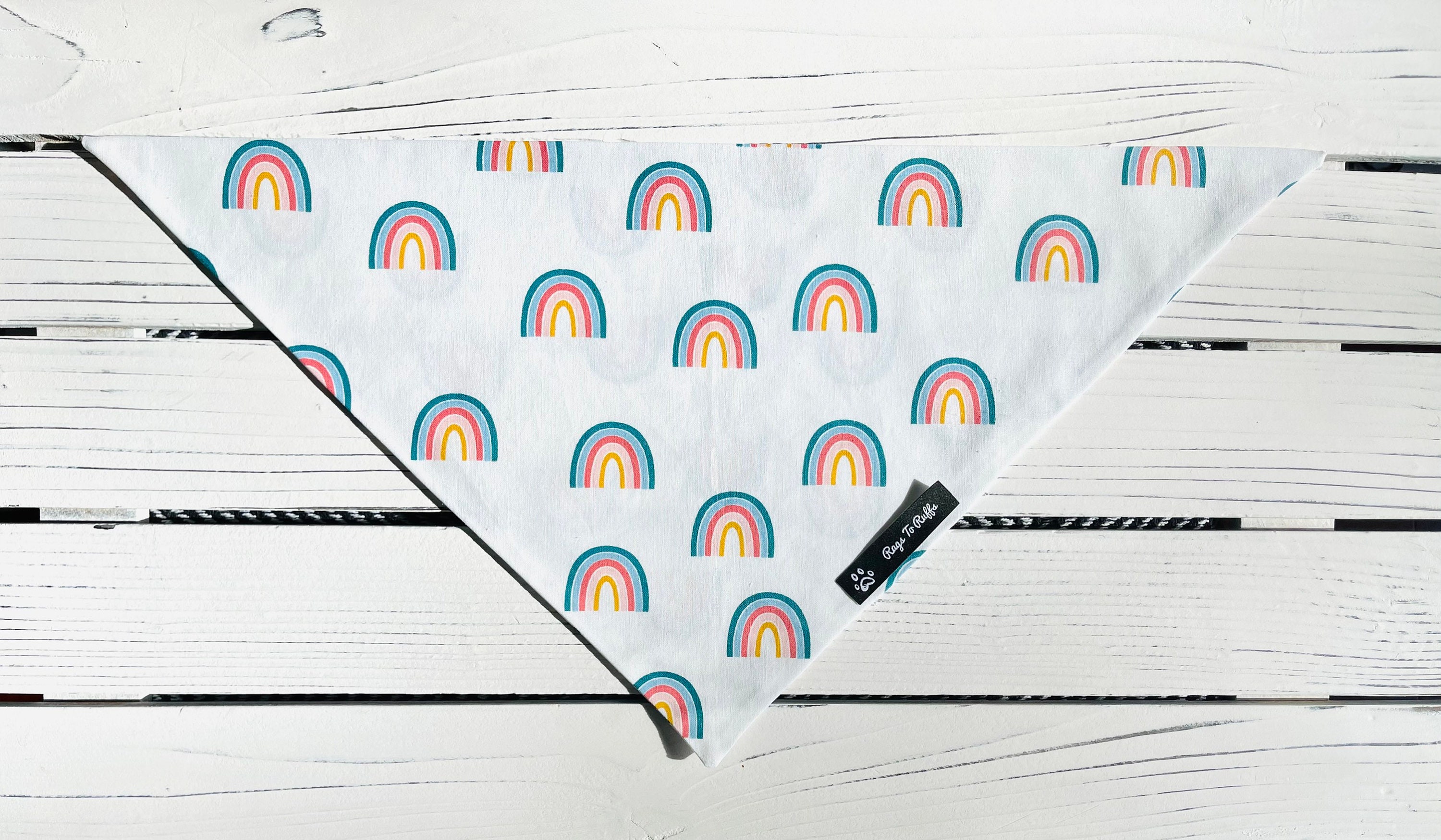 Rainbow Print Bandana Dog Bandana Snap On Button Bandanas Etsy