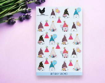 Birthday Gnomes, Birthday Gnome Stickers, Gnome Stickers, Gnome Planner, Journal Stickers, Planner Stickers, Fun Gnomes, Birthday Gonks