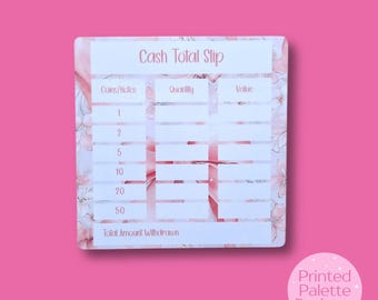 Pink Bow Cash Total Slip, Bank Teller Slips, Laminated Withdrawal, Cash Teller Slip, Cash Stuffing UK, Cash Budgeting, Budgeting Accessories