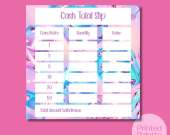 Dice Cash Total Slip, Bank Teller Slips, Laminated Withdrawal, Cash Teller Slip, Cash Stuffing UK, Cash Budgeting, Budgeting Accessories