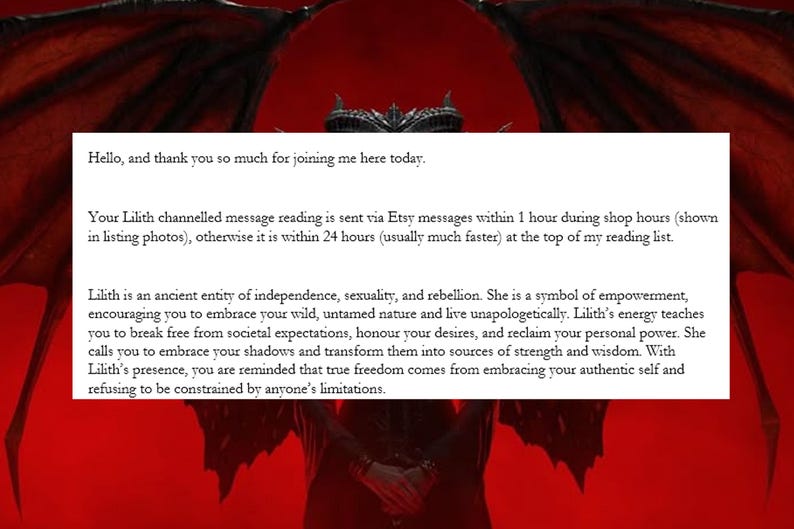 1 HOUR Lilith Channelled Message Psychic Deity Tarot - Same Hour image 3