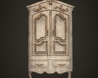 Antique Wardrobe - 3D Printable STL - OBJ File - Vintage Closet