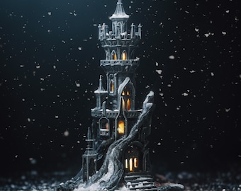 Castello gotico invernale - STL stampabile in 3D - File OBJ