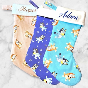Christmas Stocking Gift, Blue Dog Christmas Stocking, Custom Holiday Gift , Family Gifts,  Other sizes Available, Personalize Stocking