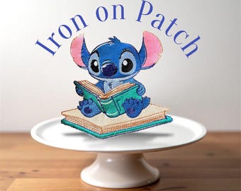 Stitch Reading Book Embroidered Patch - Iron On or Sew