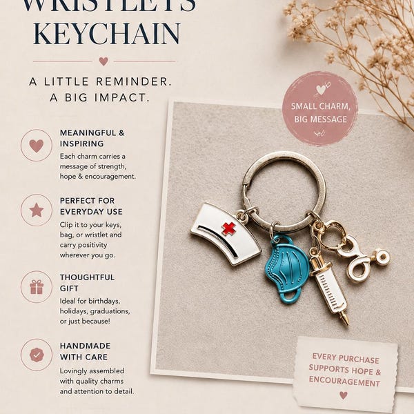 Nurse Keychain: Medical Charm Keyring, Appreciation Gift