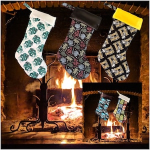Wizard Christmas Stocking - HP Christmas Holiday Stocking - Personalized Wizard Christmas Stocking, Family Stockings,Other Patterns Availabl