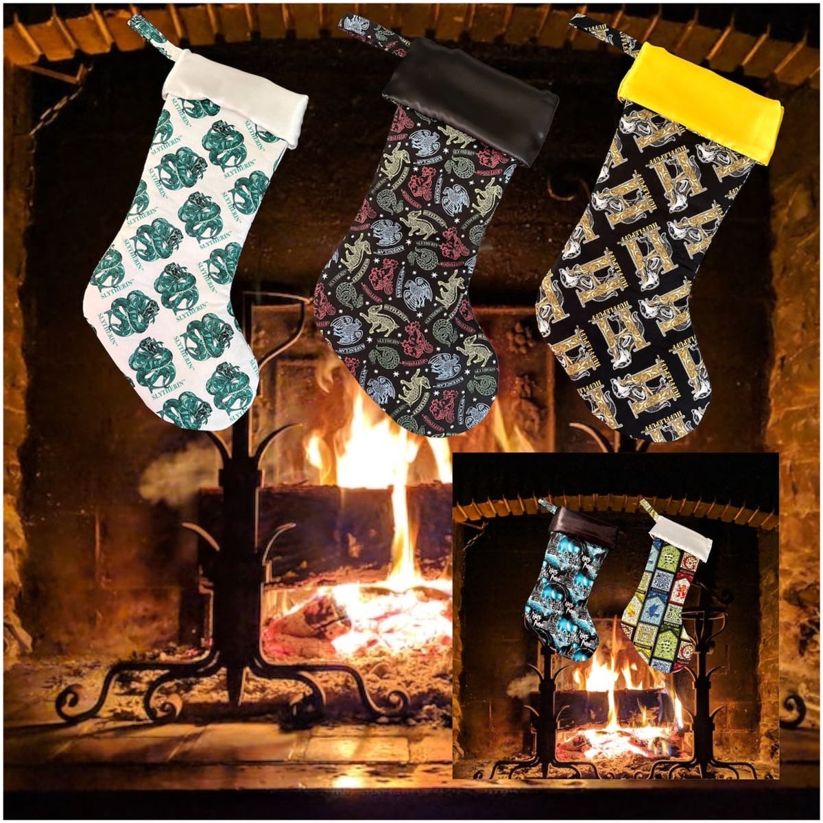 Wizard Christmas Stocking - HP Christmas Holiday Stocking - Personalized Wizard Christmas Stocking, Family Stockings,Other Patterns Availabl