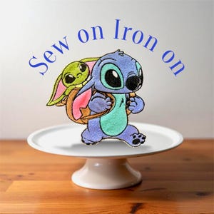 Stitch Patch, Stickerei Aufnäher, Patches für Kleidung, Jacken, Jeans, Rucksäcke, Hüte, May the Fourth, grüner Alien Charakter Patch