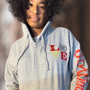 Embroidered Wizard LOVE Zip Hoodie with Pockets