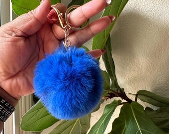 PomPom Keychain, Faux fur keyring, Fluffy Pom Ball,Add-on