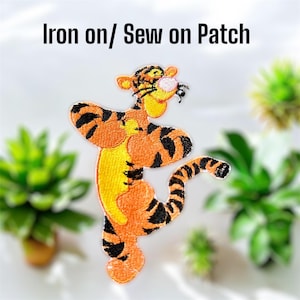 Tiger Patch, Stickerei Aufnäher, Patches für Kleidung, Jacken, Jeans, Rucksäcke, Hüte, Aufbügeln oder Nähen, Pooh und friends Zeichentrickfigur