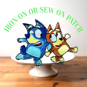 5” Blue Dog embroidered patch, Brown Dog iron patch, sew on patch for clothes, backpacks, jeans, jackets, character iron on/sew on patch