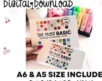 The Most Basic Challenge Book Dashboard, Printable, A6 and A5 size Instant Download, Personal Budget