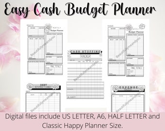 Easy Cash Budget Planner, Printable, Budget by Paycheck, US Letter, Half Letter, A6, Classic Happy Planner, Instant Download,Personal Budget