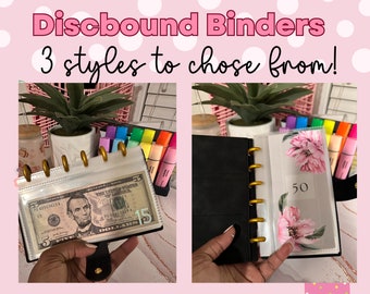 Discbound Binders with envelopes l Mini SAVINGS Box  for saving challenge lCustom challenge with trackers or vinyl labels