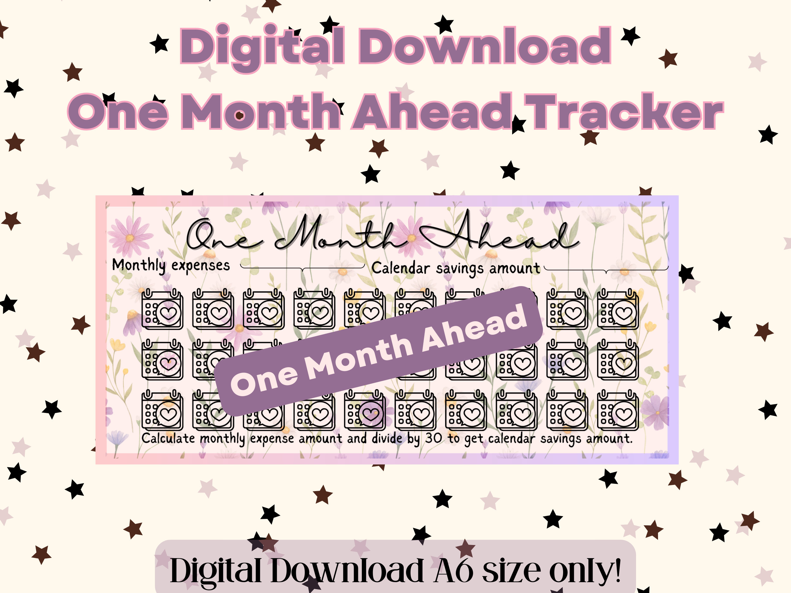 One Month Ahead Challenge, Printable, A6, Instant Download, Personal Budget