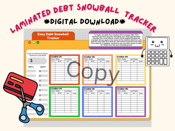 Digital Download of Easy Debt Snowball Tracker