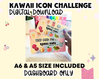 The Easy Cash Kawaii Icon Book Dashboard, Printable, A6 and A5 size Instant Download, Personal Budget