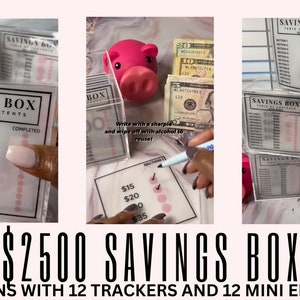 SAVINGS BOX for saving challenge l 12 month savings challenge l Money Challenge l Cash Envelopes