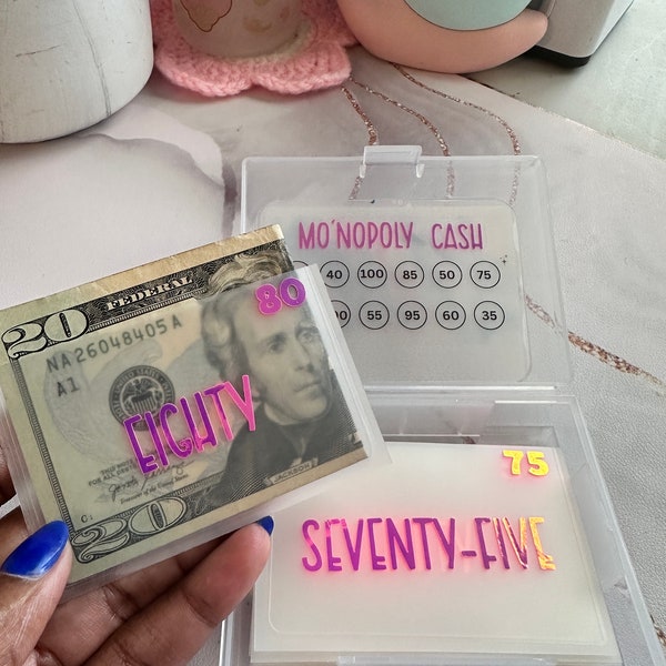 Mo’Nopoly Cash l Mini SAVINGS Box  for saving challenge l 12 envelope savings challenge l Money Challenge l Cash Envelopes