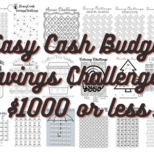 Easy Cash Budget 1000 or Less Savings Challenges Package, Printable, Budget by Paycheck, US Letter, A6, Instant Download,Personal Budget