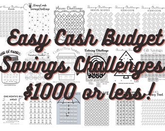 Easy Cash Budget 1000 or Less Savings Challenges Package, Printable, Budget by Paycheck, US Letter, A6, Instant Download,Personal Budget