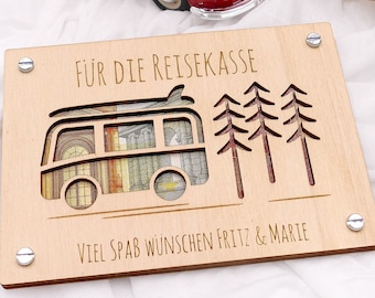 Money gift card CAMPER made of wood | Personalized | Gift for travel | Wooden card | Holiday money | Travel fund | Gift idea