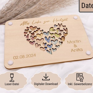 SVG-bestand incl. commerciële licentie - geldcadeau voor de bruiloft | hart | Cadeaubon | Lasergesneden sjabloon