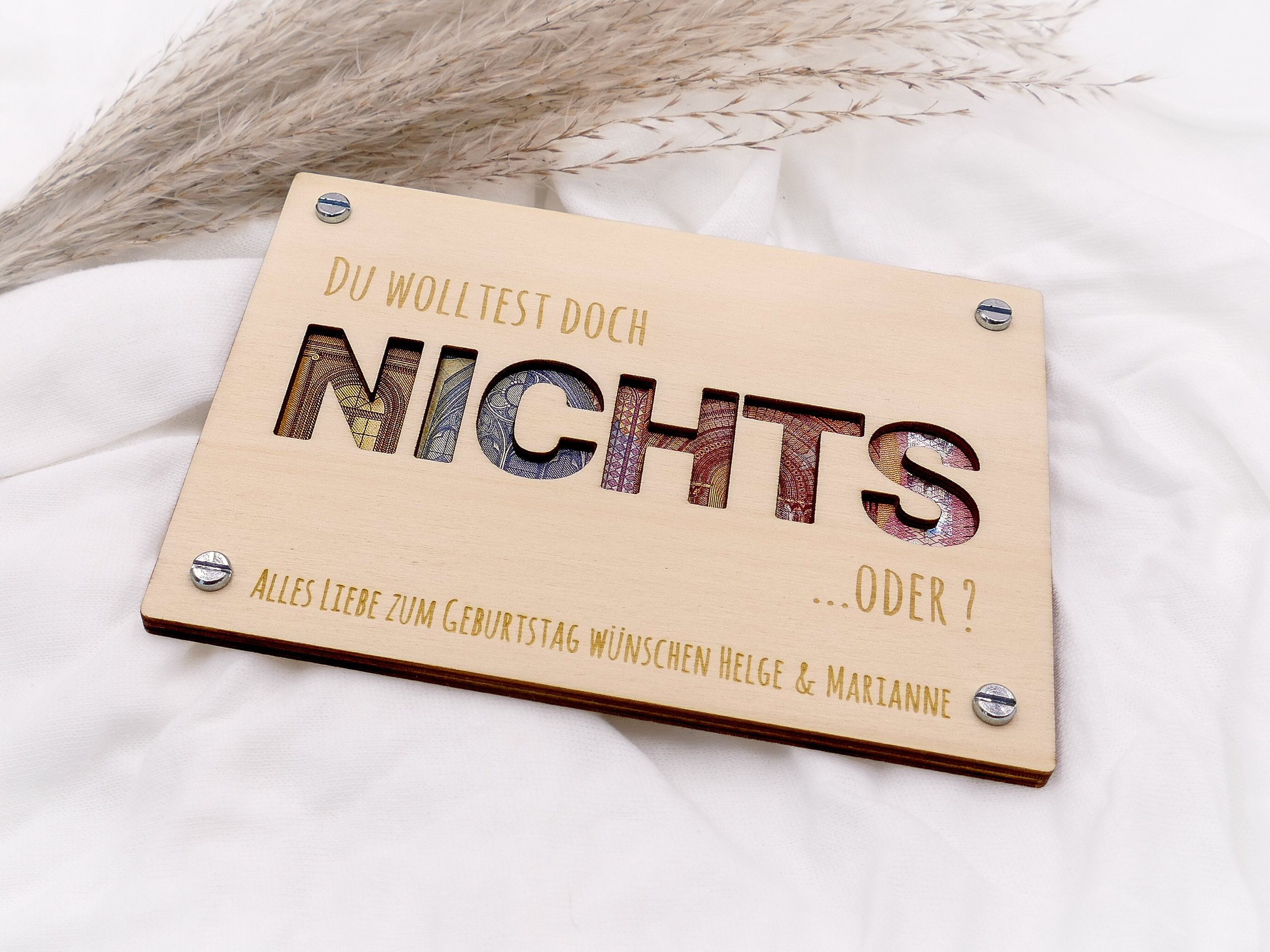 Money gift card NOTHING made of wood | Personalized | Funny money gift | Wooden card | Voucher