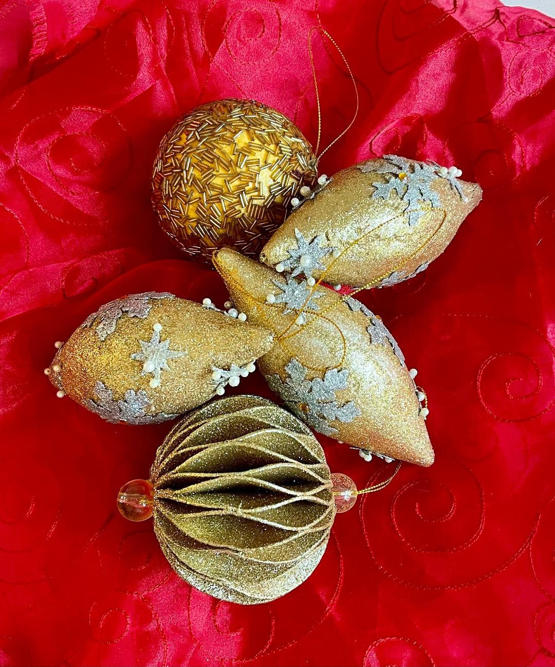 Lot of 5 Vintage Gold Ornaments Etsy