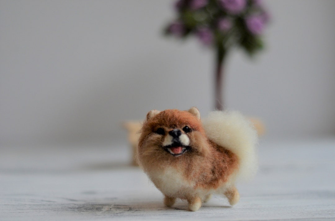 Needle Felted Orange Pomeranian Figurine Apx 2in Pomeranian Etsy