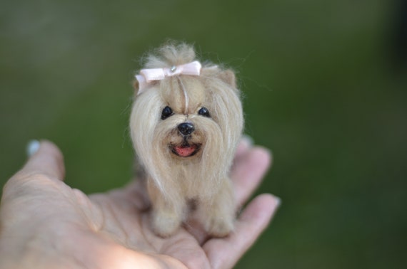 Shih Tzu Yorkie Mix Needle Felted Dog Sculpture Pet Replica Dog Memory Pet  Portrait Personalized Wool Figurine Wool Art Toys 