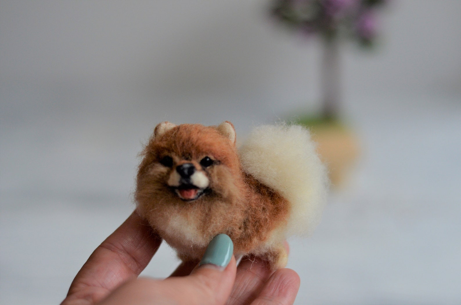 Needle felted orange Pomeranian figurine apx 2in Pomeranian Etsy