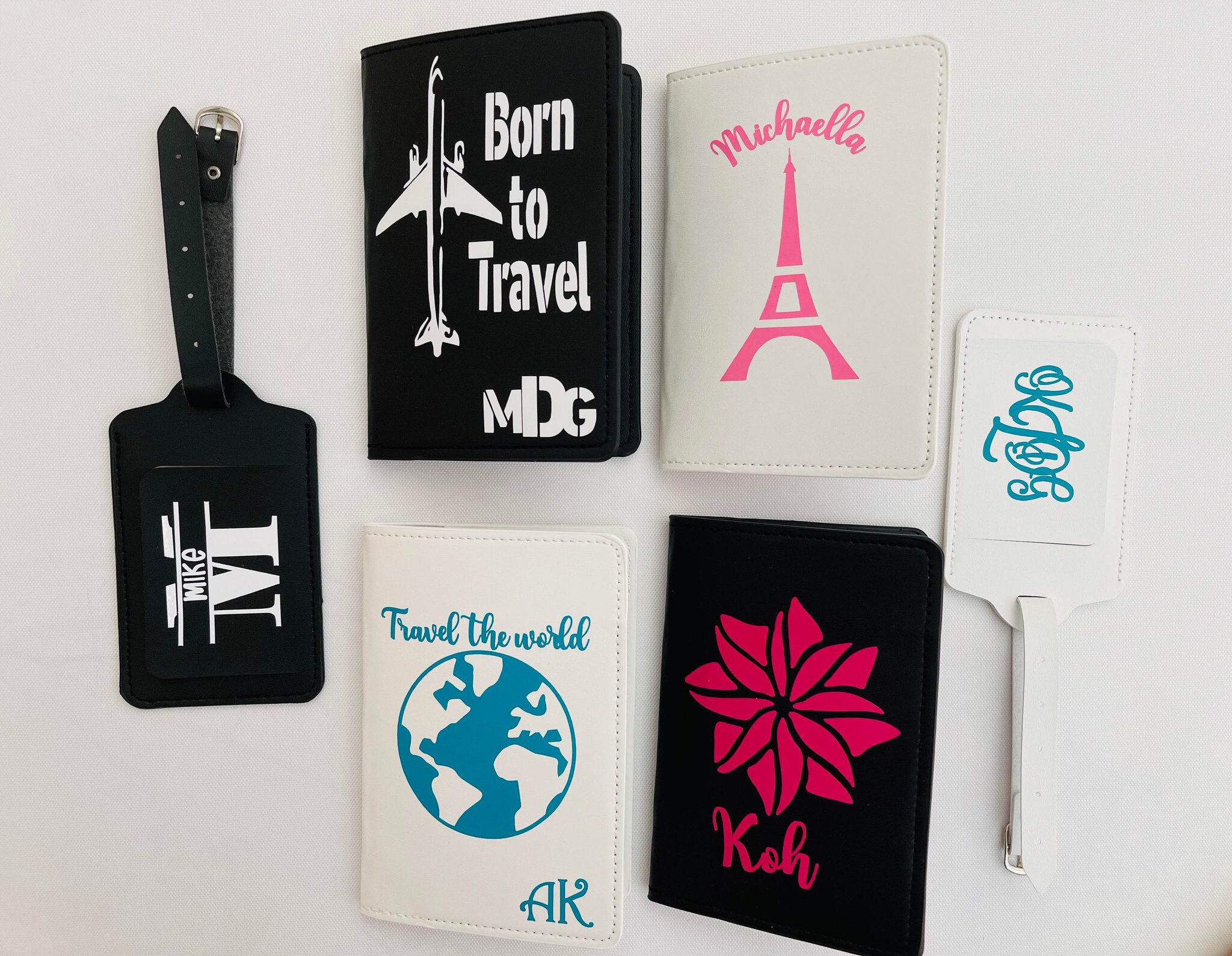 Personalized Customized Passport Holder Luggage Tags Set White Etsy